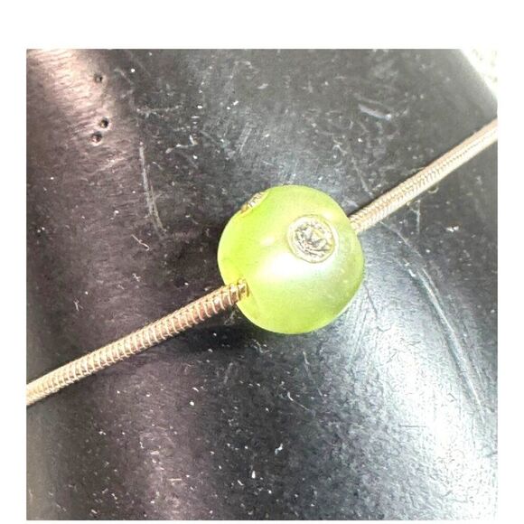 Sterling Silver 925 Snake Chain Bracelet For Charm Beads Green Gemstone 7.5" - Picture 2 of 8